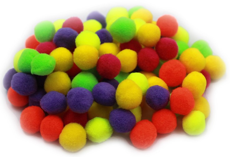 POM POMS HOT COLORS (100CT)(0.5''-1.2cm)