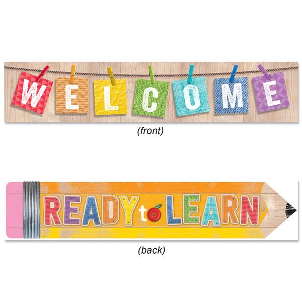 UPCYCLE WELCOME!/READY to LEARN 2-SIDED STYLE BANNER (3ft=91.4cm) (1pc)