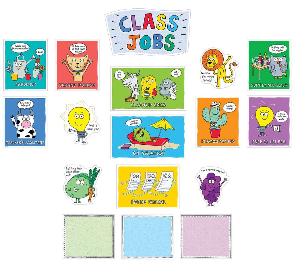 So Much Pun! Class Jobs Mini Bulletin Board (17pcs)