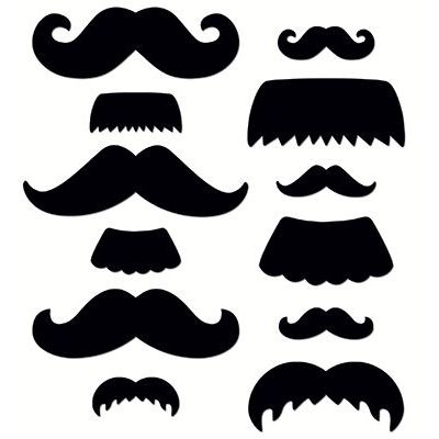 Mustache Medley Accents (12 each of 6 large designs (6'' (15cm) (12 each of (12 small designs (3" (7.6cm)  (216 pcs)