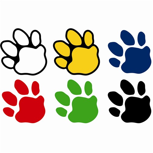 Paw Prints Mini Designer Accents (6/ designs  (25 each diff. colors (3cm) (150 pcs)