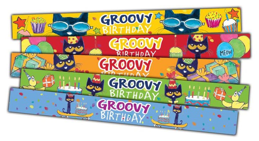 Pete the Cat Groovy Birthday Slap Bracelets (10pcs)(24cmx3cm)(9.4''x1.1'')