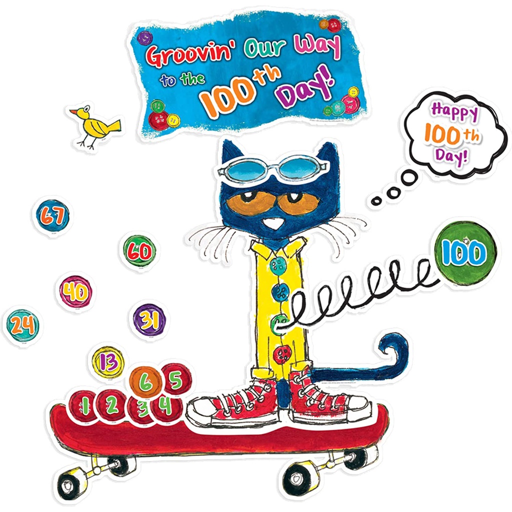 Pete the Cat 100 Groovy Days of School Bulletin Board (108pcs)