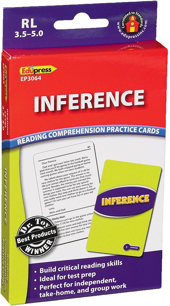 Reading Comprehension Practice Cards: Inference (RL:3.5-5.0)(Blue Level)(54cards)
