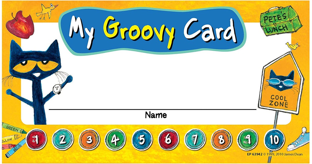 Pete the Cat My Groovy Punch Cards  (60pcs)(5.75"x3")(14.6cmx7.6cm)