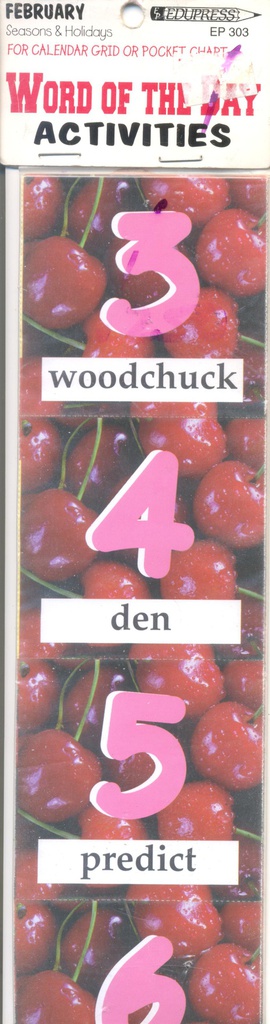 February for calendar grid or pocket chart(7cmx7cm)(2.75"x2.75")