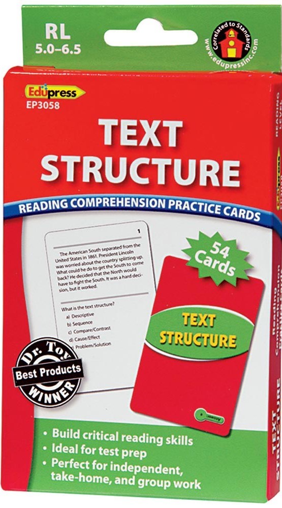 Reading Comprehension Practice Cards Text Structure, (Green Level)(RL:5.0-6.5)54 Cards