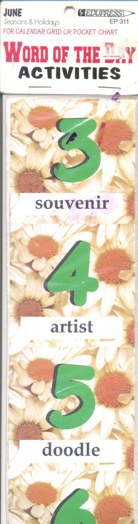 June Calendar grid or pocket chart (7cmx7cm)(2.75"x2.75")