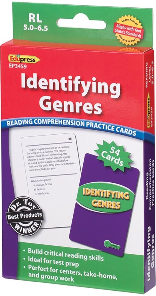 Reading Comprehension Identifying Genres Practice Cards, (Green Level)(RL:5.0-6.5) 54 cards