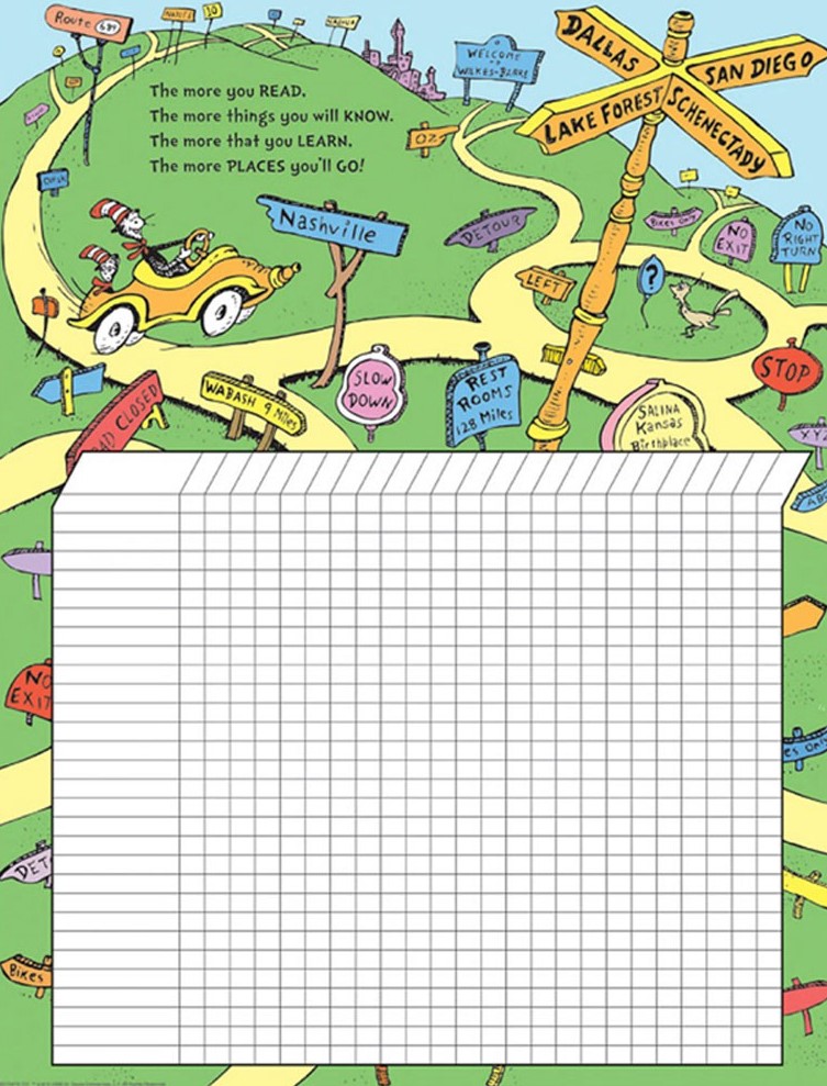 DR SEUSS READING INCENTIVE CHART 17" x 22"  (43cm x 56cm)
