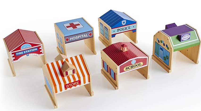 Community Buildings: Set of 6 Wooden Toys (2+yrs)