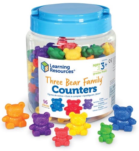 Three Bear Family Rainbow Counters, (Set of 96)(3+yrs)