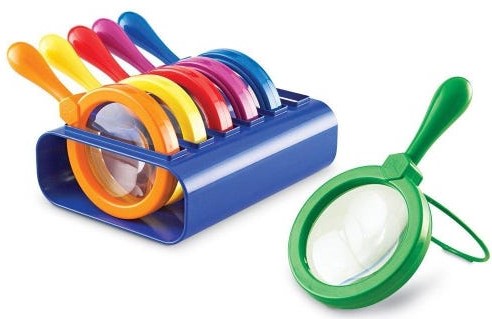 Primary Science Jumbo Magnifiers with Stand(6pcs)(4.5''-11.4cm)(4.5x magnification)(Gr:prek+)