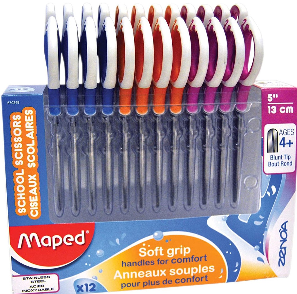 ZENOA FIT (5''-12.7cm) BLUNT TIP CLASSPACK SCISSORS (set-12)(4+yrs)