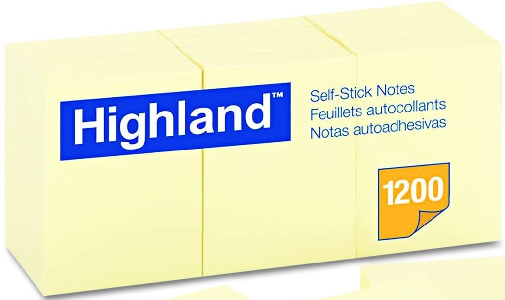 STICKY NOTES HIGHLAND YELLOW 1.5" x 2" (3.8cm x 5cm) 12 per pack