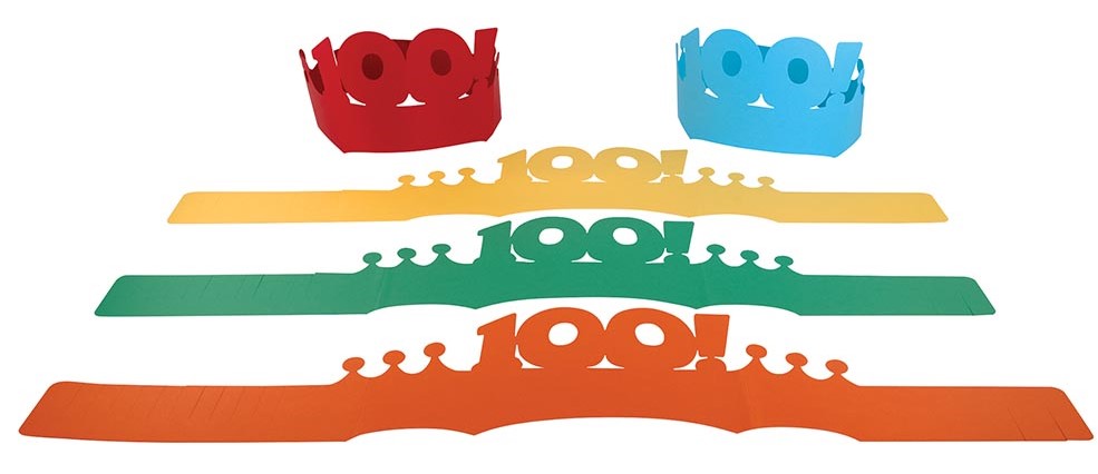 100 Days Paper Crowns (4.5"x24.75" (11.43cmx63cm) (5 Colors) (25 pcs)