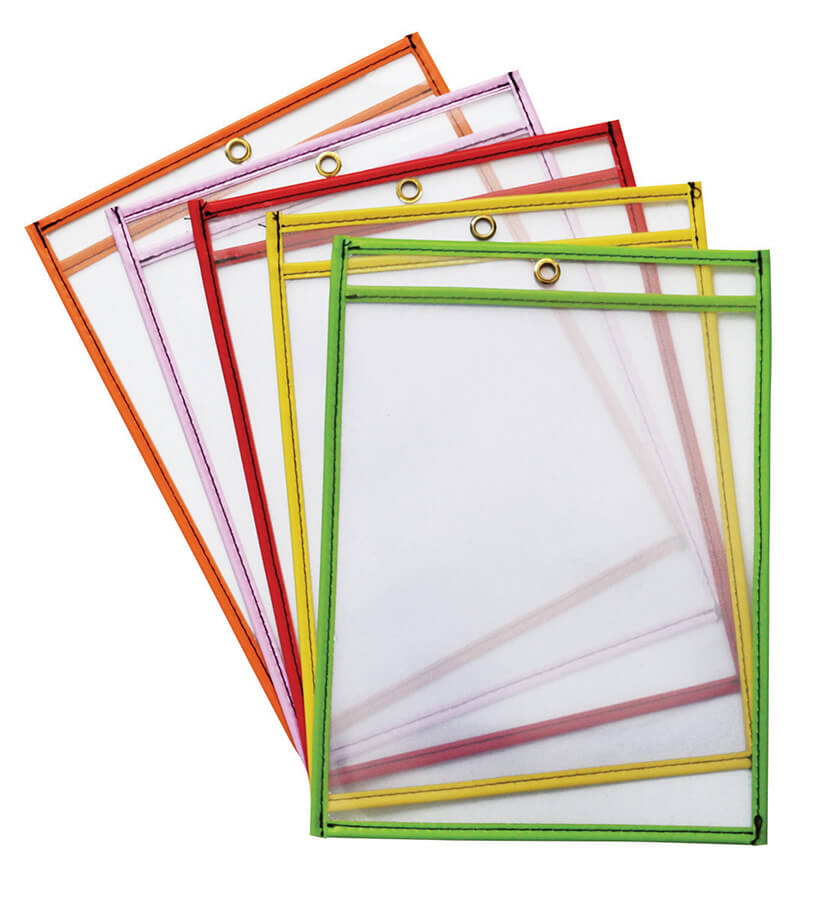 DRY ERASE POCKETS BRIGHT ASST 9"x12" (22.8cmx30.4cm) SINGLE (Orange)