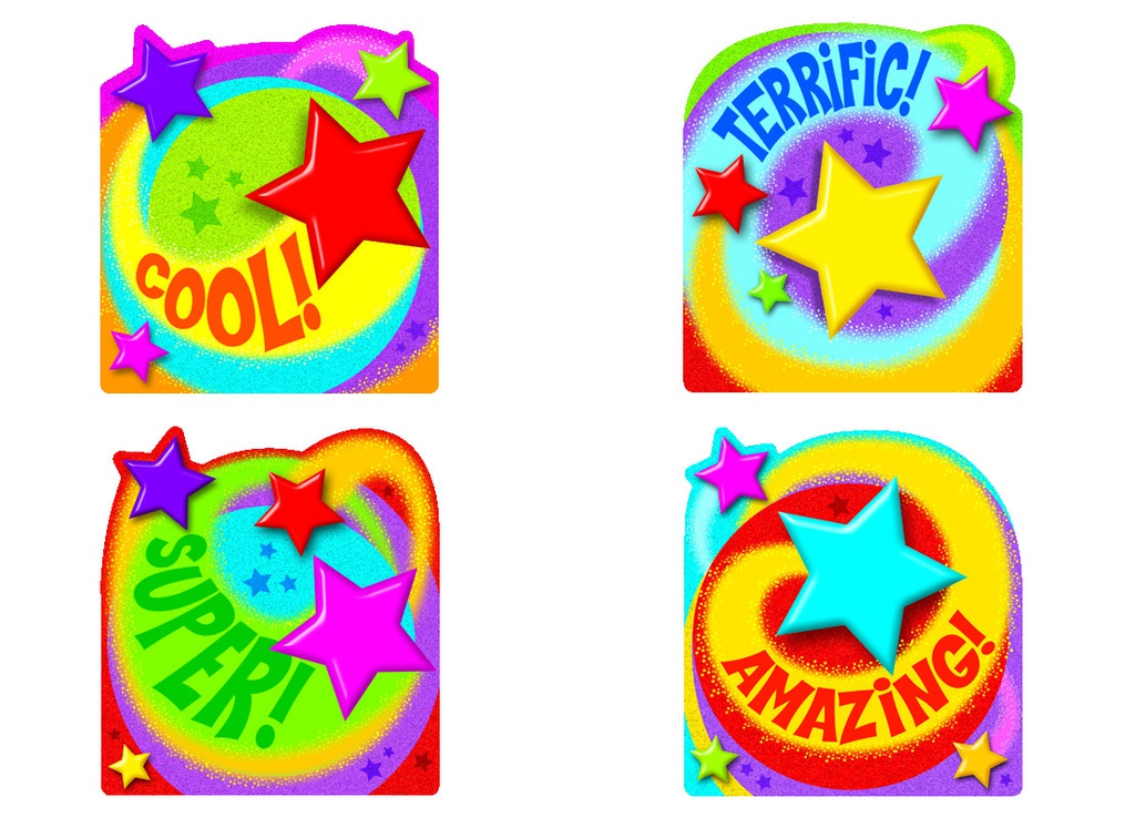 Praise Words 'n Stars Clips Accents (4 Designs)(36Pcs) (6"-15 cm)