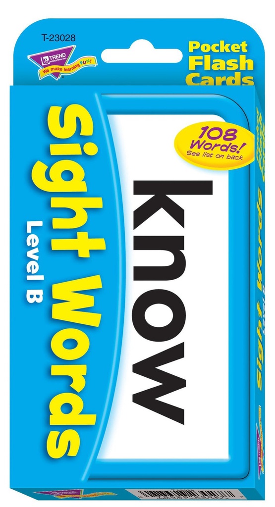 Sight Words – Level B Pocket Flash Cards Two-sided (56cards)(5+yrs)(3.37''-8.5cm)