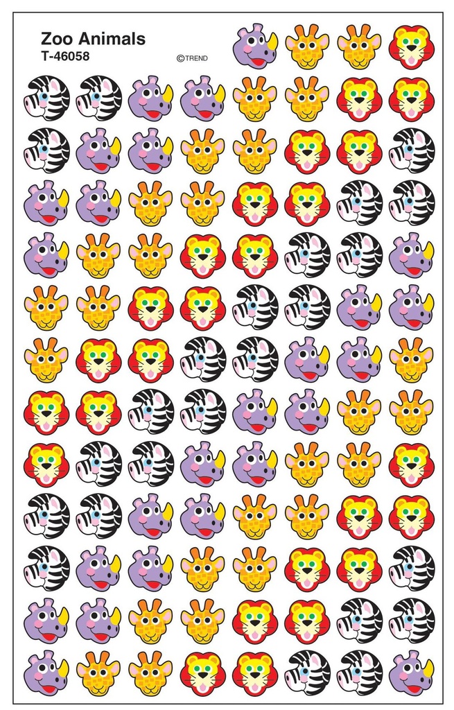 Zoo Animals Mini Stickers (8sheets)(800stickers)(0.4''-1cm)