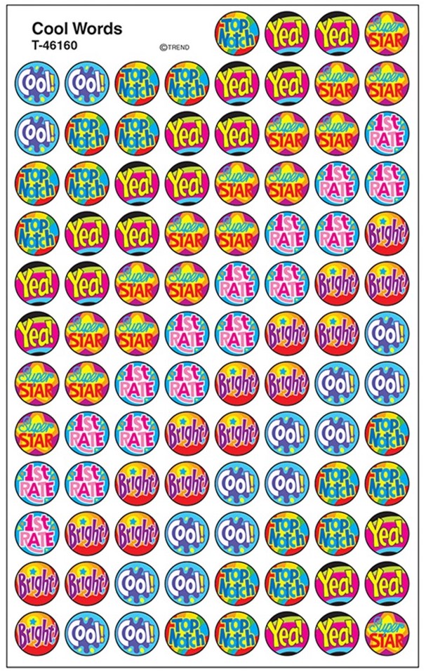 Cool Words Stickers (8sheets)(800stickers)(0.4''-1cm)