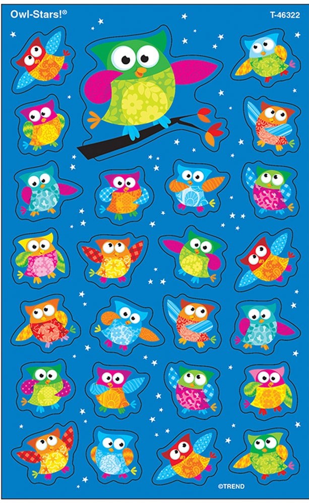 Owl-Stars! (8sheets)(sm: 0.4''-1cm)(200stickers)