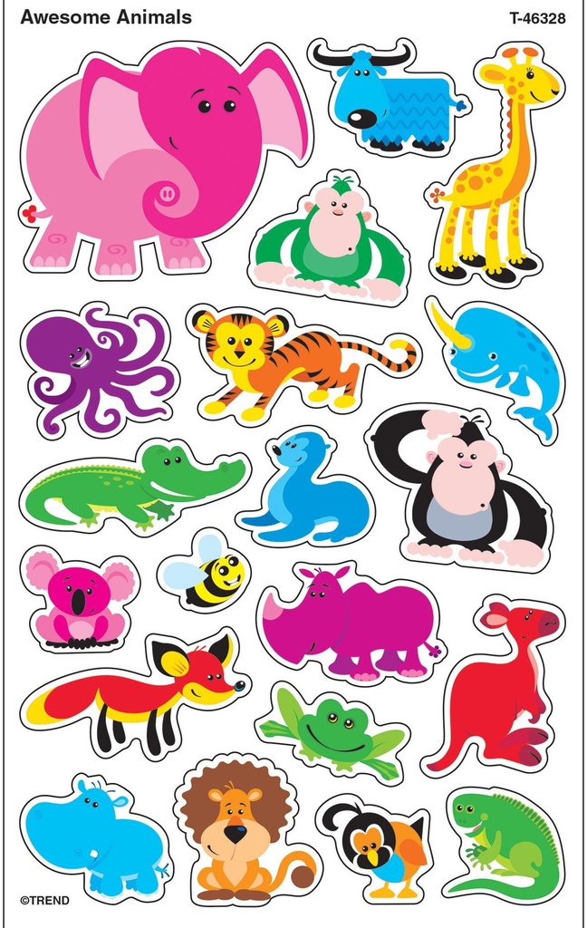 Awesome Animals Stickers (8sheets)(160stickers) (Lg: 5cm-1.9'')