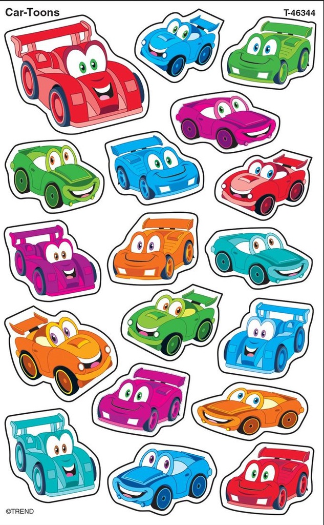 Car-Toons Super Shapes Stickers (136 stickers)(8 sheets) (0.4''-1cm)