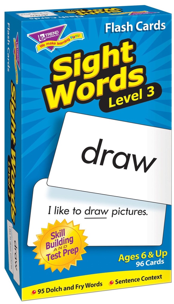Sight Words – Level 3 Flash Cards Two-sided (96cards) (6+yrs)