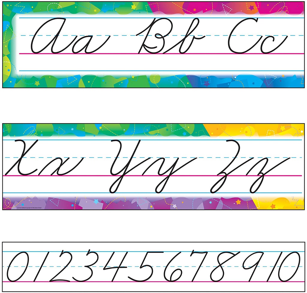 Color Splash Alphabet Line Zaner-Bloser Cursive BB Set  Uppercase &amp; Lowercase Letters (9pcs)