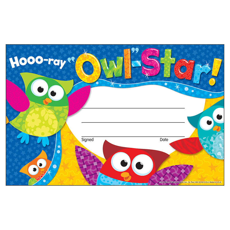 Hooo-ray Owl-Star! Award 14cmx 21.5 cm(30 sheets)