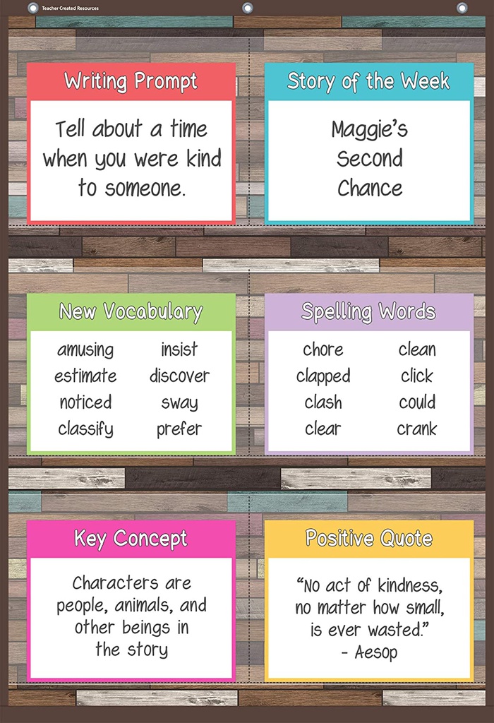 Reclaimed Wood Large 6 Pocket Chart (26"x38") (66cmx96.5cm)