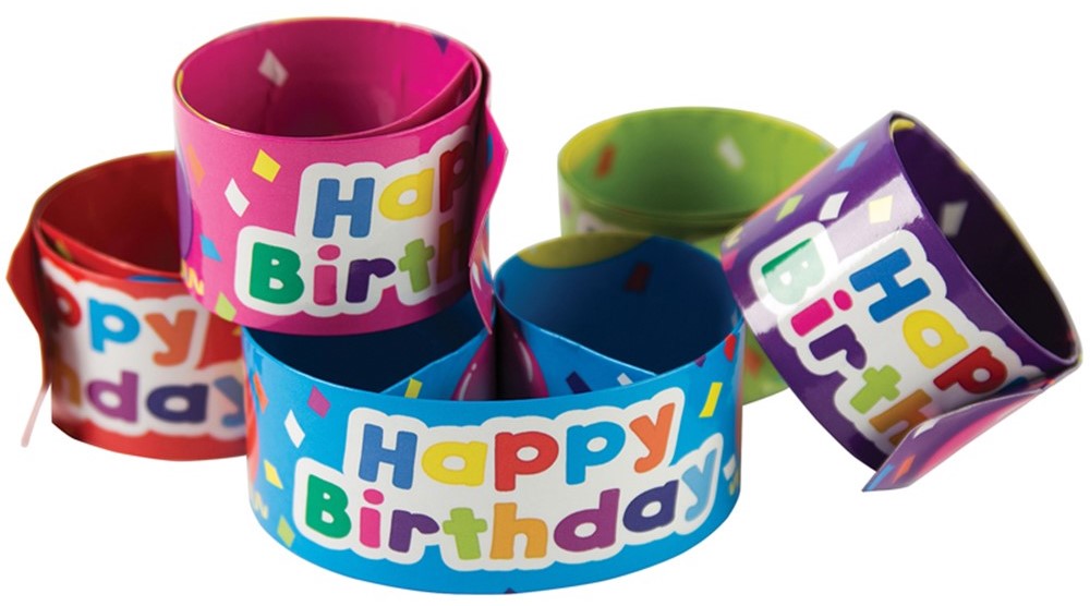 Happy Birthday Balloons Slap Bracelets (10pcs) (9.5''x1'')(24cmx2.5cm)