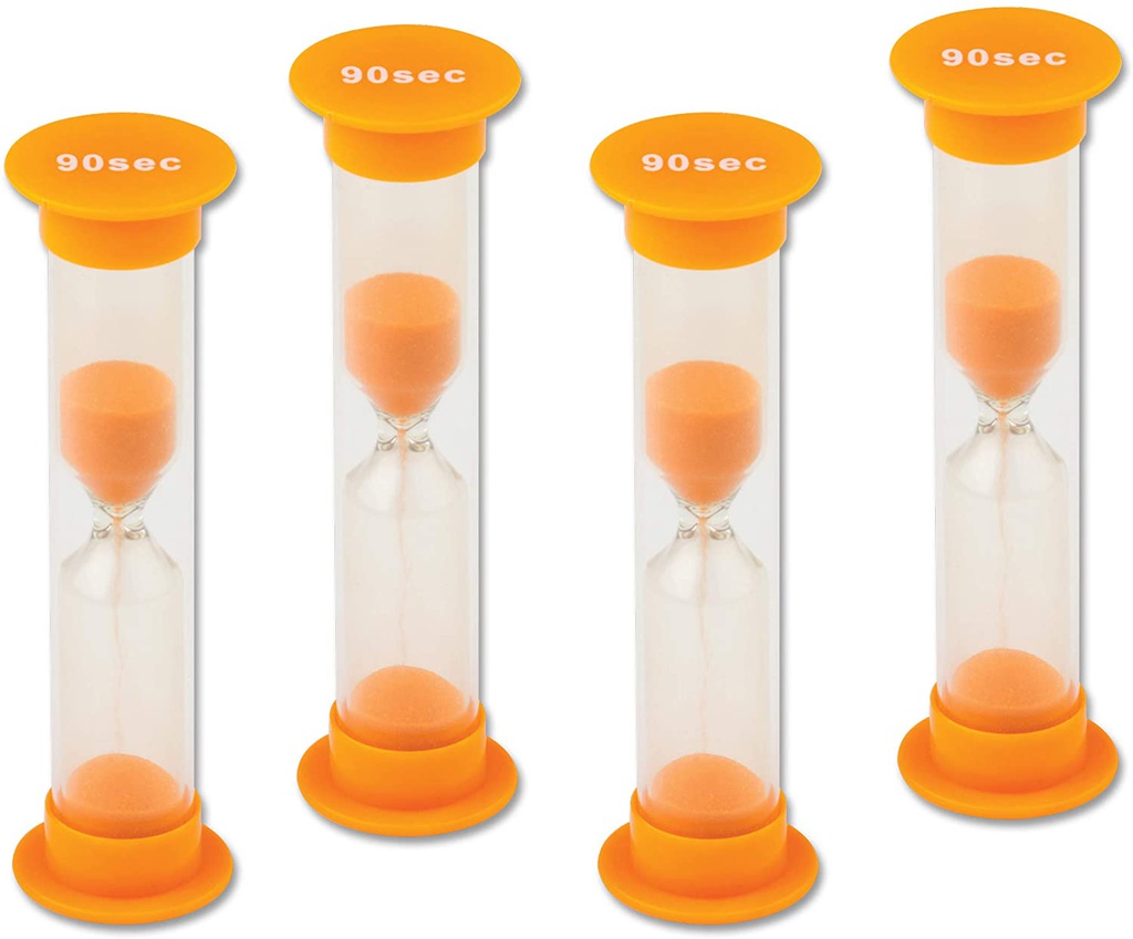90 Second Sand Timers - Small (4/pack) ( 1” x 3.5”)(2.5cmx8.8cm)