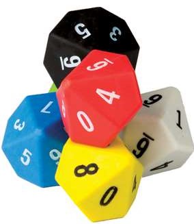 Dice 10-Sided (1" x 1.5")(2.5cmx3.8cm)(6pcs)