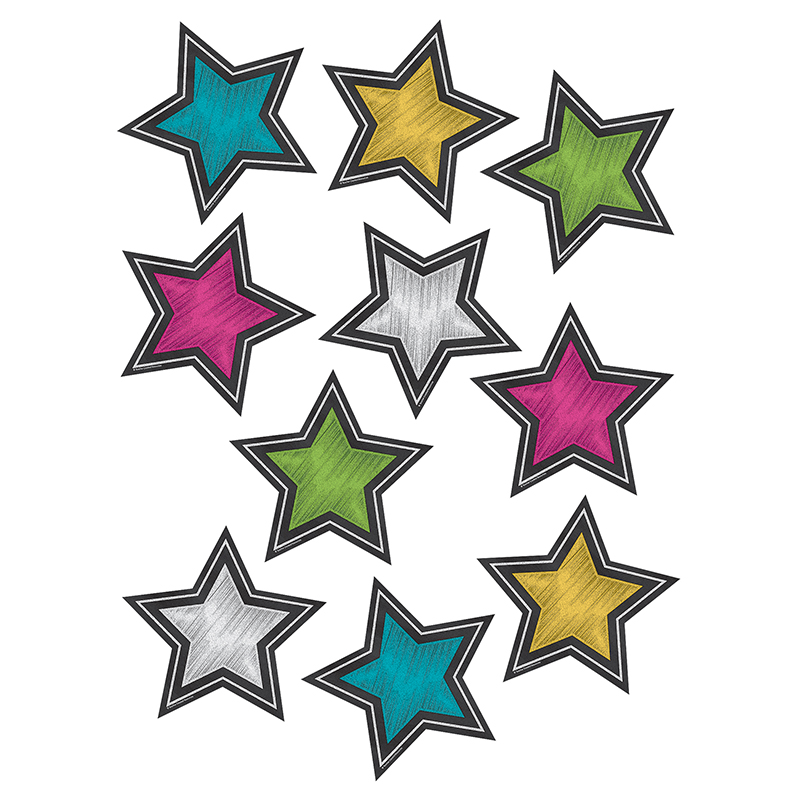 Chalkboard Brights Stars Accents    (6" (15cm) (30pcs)