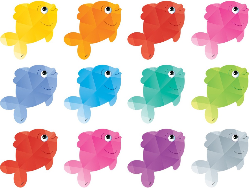 Colorful Fish Mini Accents (Approx. 2.6”x2.6”) (6.6cm x6.6cm) (36 pcs)