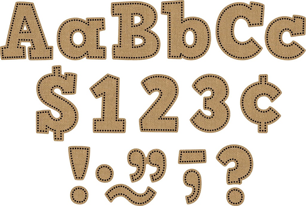 Burlap Bold Block Letters Combo Pack (230pcs)(4"-10cm)