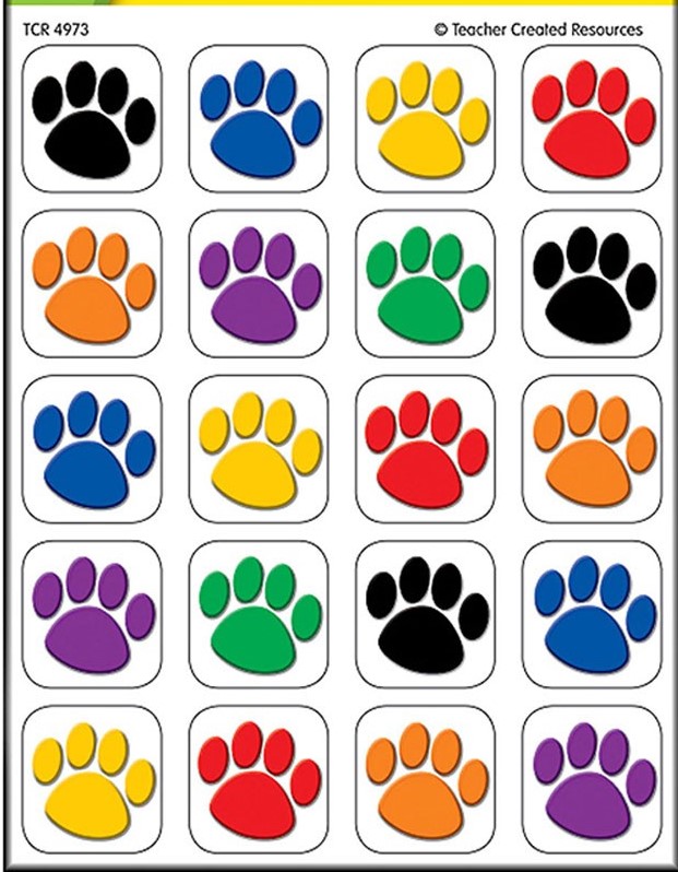 Colorful Paw Prints Value-Pack Stickers (260stickers) (1''-2.5cm)