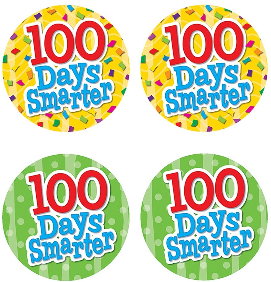 100 Days Smarter Wear ’Em Badges(32pcs) (2.3''-5.8cm)