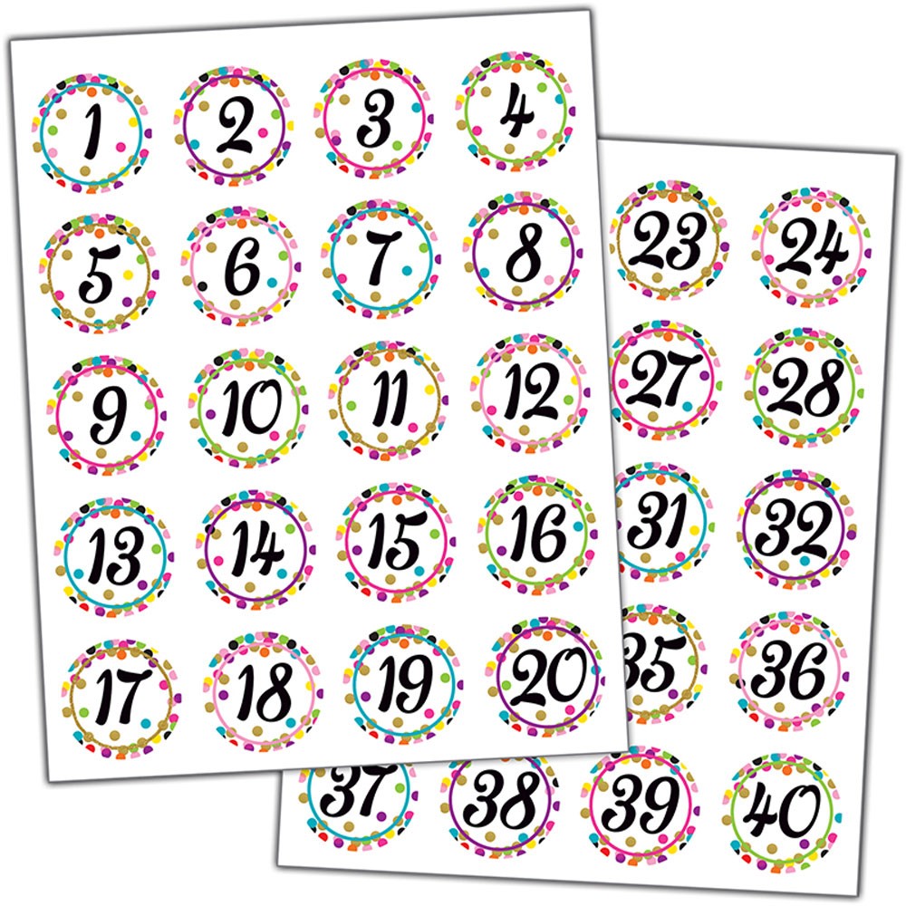 Confetti Numbers Stickers (120stickers) (1''-2.5cm)