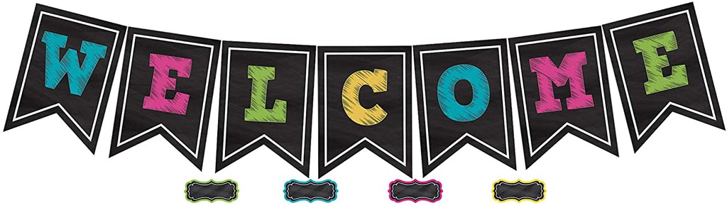 Chalkboard Brights Pennants Welcome! Bulletin Board Set  (48pcs)