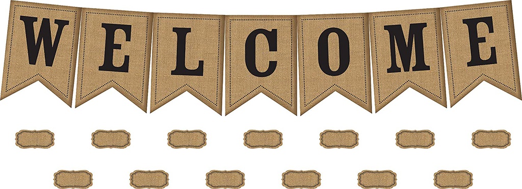 Burlap Pennants Welcome! Bulletin Board  (45pcs)