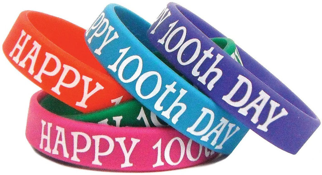 Happy 100th Day Wristbands (10 pcs) (7.25''-18.4cm)