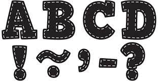 Black Stitch Bold Block  Magnetic Letters (3"=7.6cm)(55 pcs)