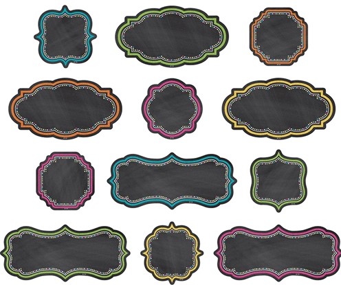 Chalkboard Brights Clingy Thingies Accents write-on /wipe -off (3''=7.6cm)to 6.5"=16.5cm)   (12pcs)