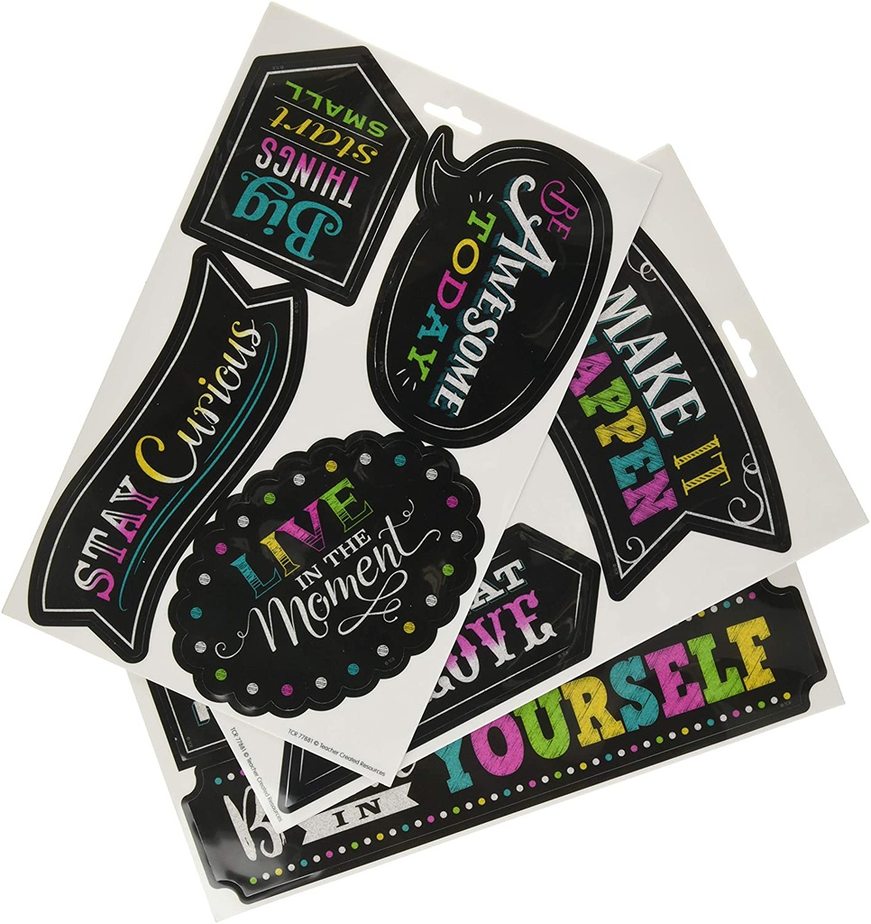 Clingy Thingies: Chalkboard Brights Positive Sayings Accents  3" to 10" (7.6cmx25.4cm) (10pcs)