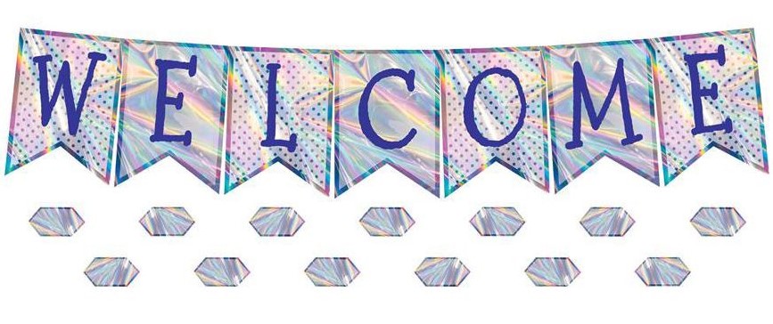 Iridescent Pennants Welcome! Bulletin Board (52pcs) (6'=1.82m)
