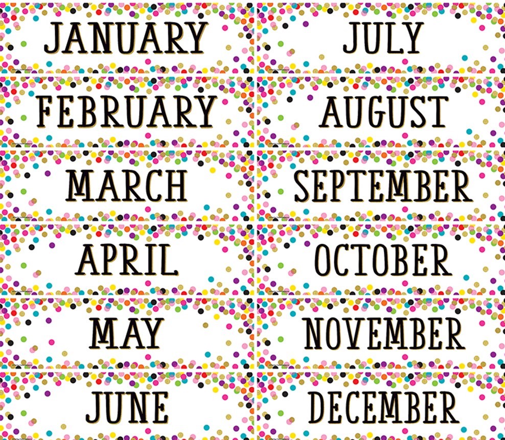 Confetti Monthly Headliners 5"x18"(12.7cmx45.7cm) (12 headliners pkg)