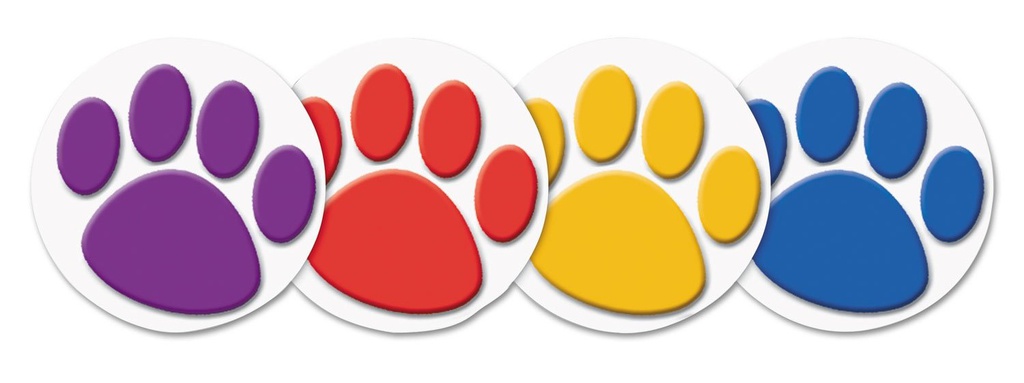 Colorful Paw Prints Wear 'Em Badges (32 Badges) (2.5''-6.5cm)
